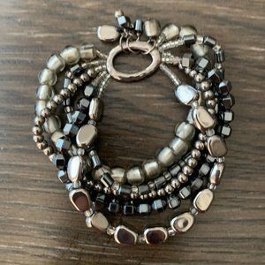 Silpada Silver Stretch Black Bracelet